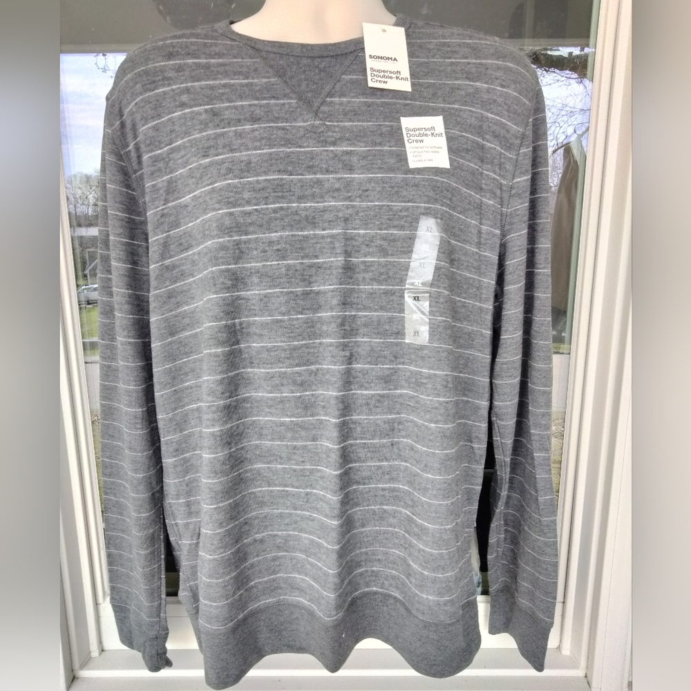 NWT Men's Sonoma "SuperSoft Double-Knit" Long Sleeve Crew Shirt. Size XL.